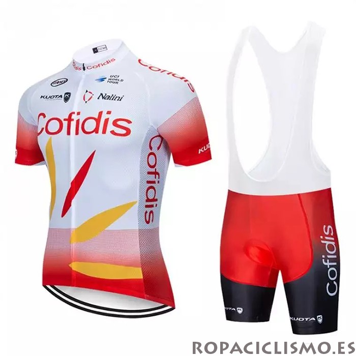 2021 Maillot Cofidis Tirantes Mangas Cortas Blanco Rojo